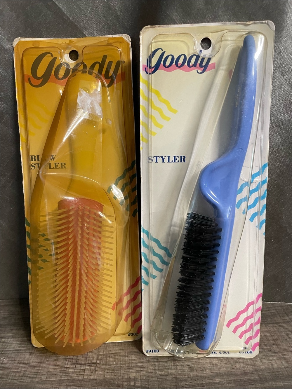 Vintage 1989 Goody Hair Brush Lot NOS Blow Styler 302 Blue Styler 9100 New